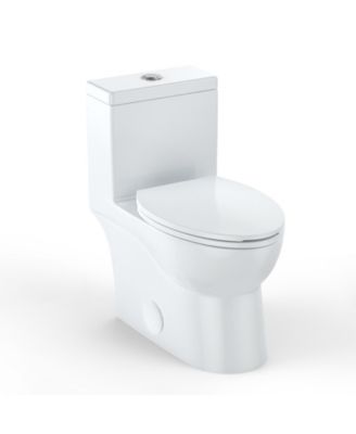 One-Piece Toilet,Dual Flush Elongated Toilet with Soft Close Seat, High-Efficiency Supply, White
