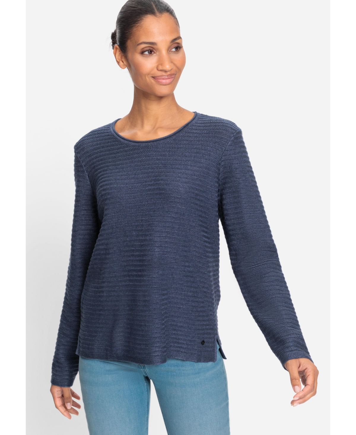 Olsen Women's Rib Knit Pullover - Indigo denim mel