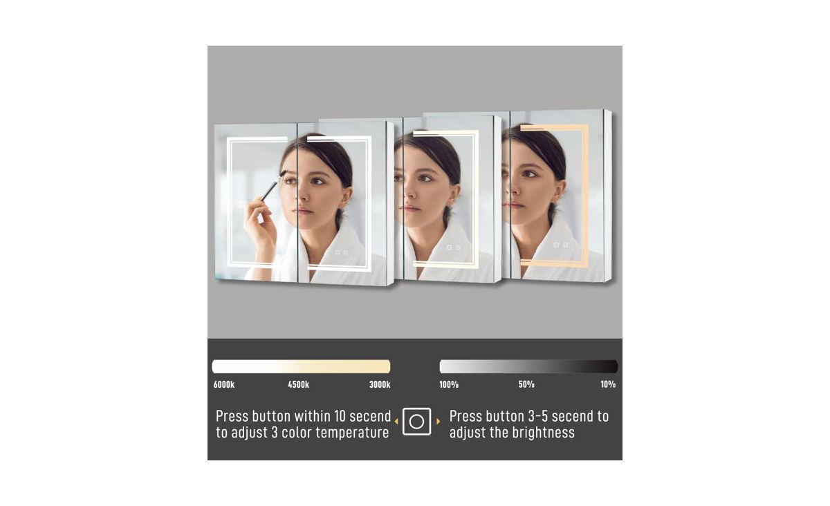 Slickblue Led Bathroom Wall Cabinet with Double Doors – Stylish Mirror Storage Solution in White