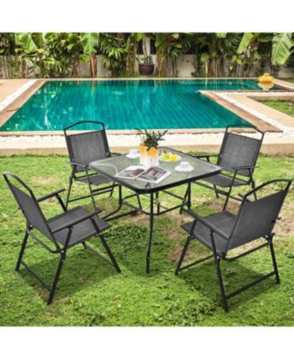 Patio Dining Set for 4 with Umbrella Hole