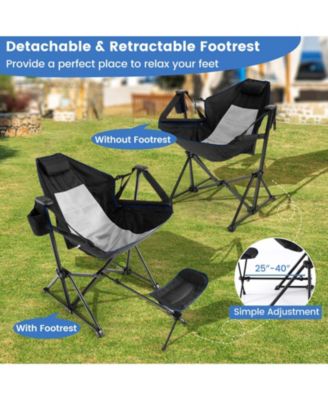 Hammock Camping Chair with Retractable Footrest and Carrying Bag