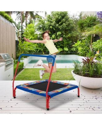 36'' Kids Square Trampoline Indoor Outdoor Rebounder W/Foam Handrail Alphabet Pad