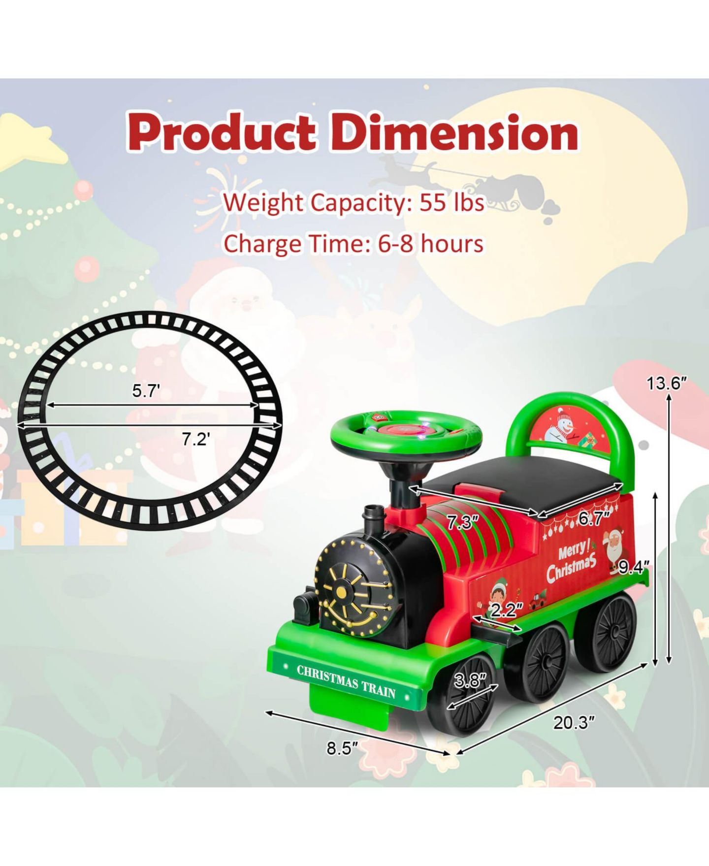 Детские игрушки HONGGE 6V Electric Kids' Ride-On Train with 16-Piece Track Set — фото 3