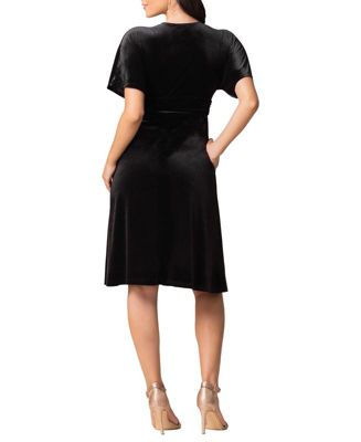 Women's Angelic Velvet Midi Cocktail Dress with Pockets