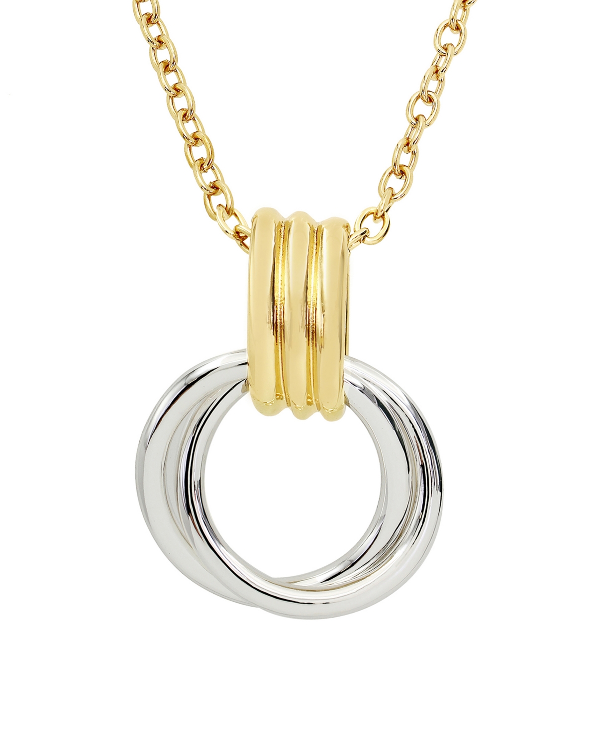 Robert Lee Morris Soho Two Tone Ribbed Ring Pendant Necklace - Two-tone