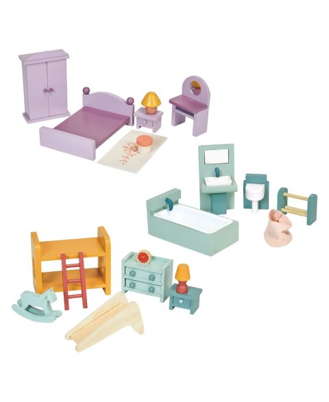 Набор деревянной кукольной мебели Mentari Toys Upstairs Furniture, 3 предмета, 3+