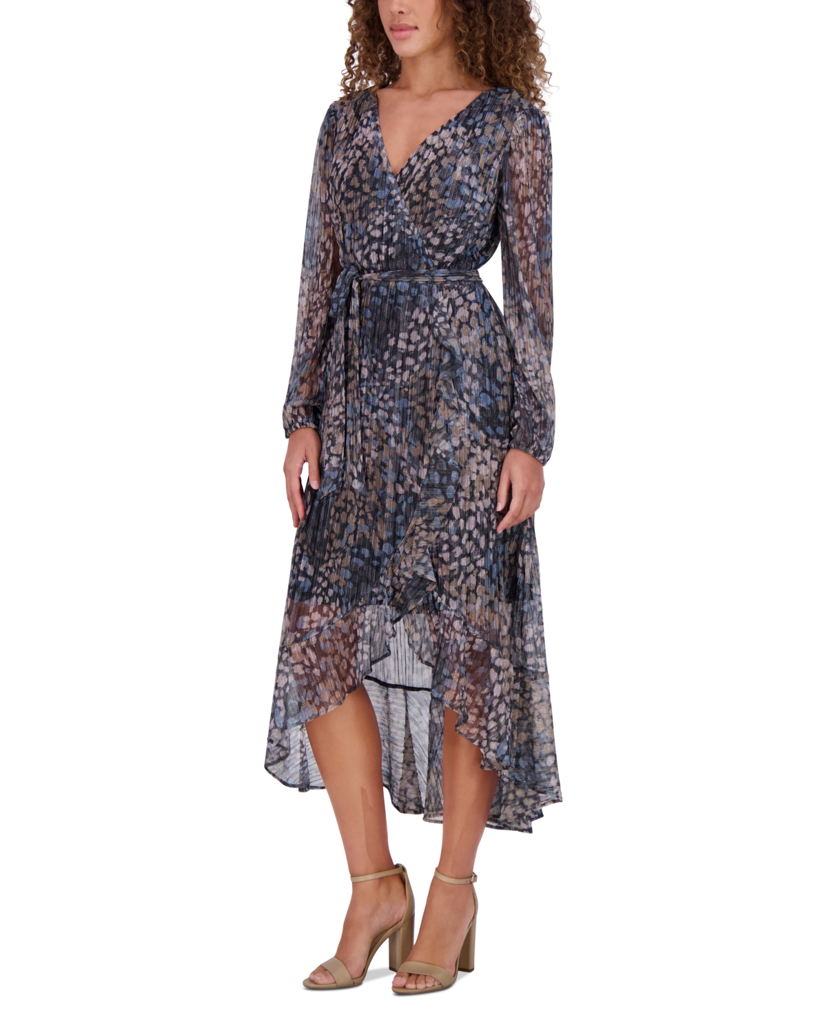 kensie Women's Printed High-Low Midi Dress