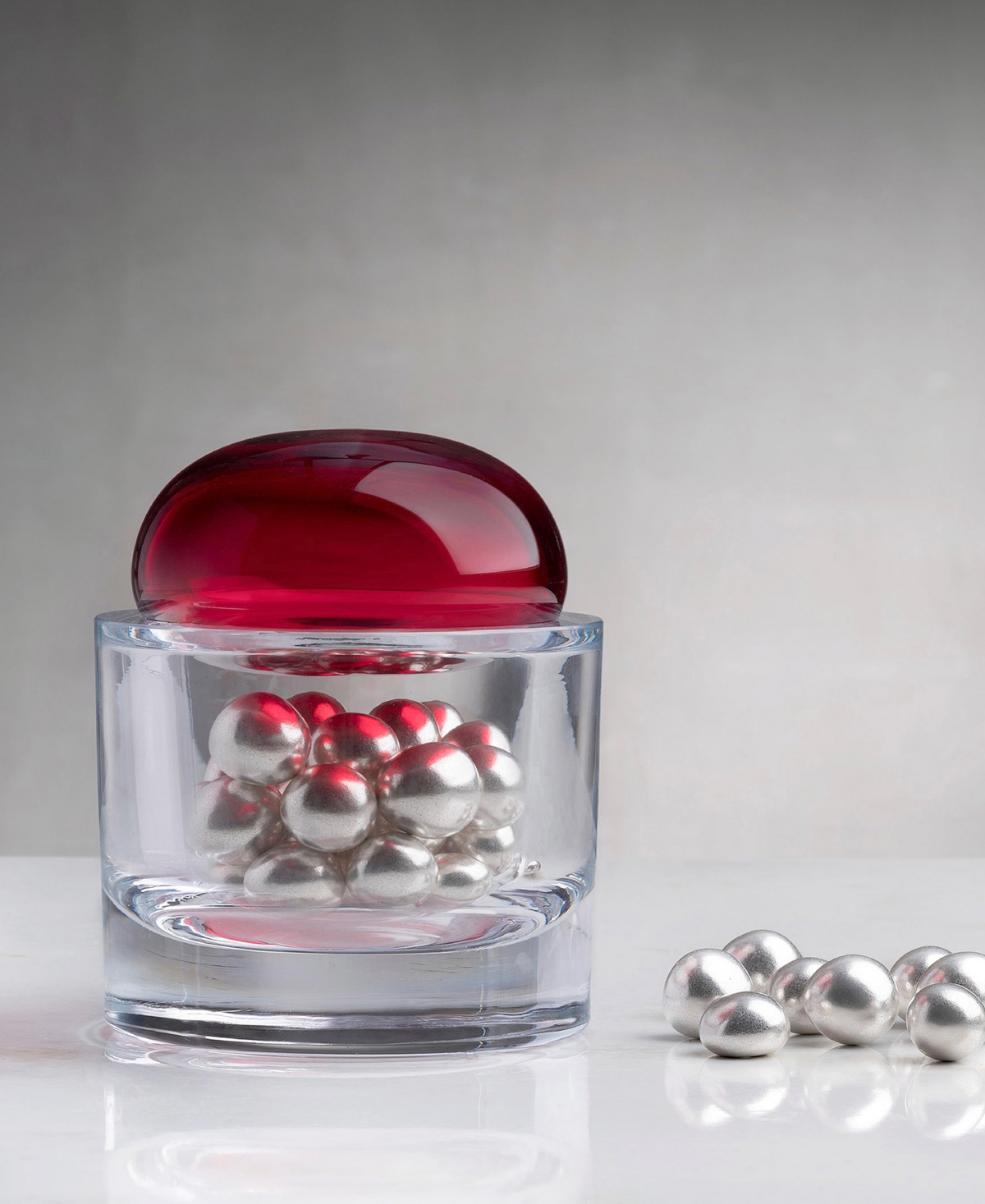 Nude Glass Ecrin Small Glass Lidded Vessel Storage Box In Red