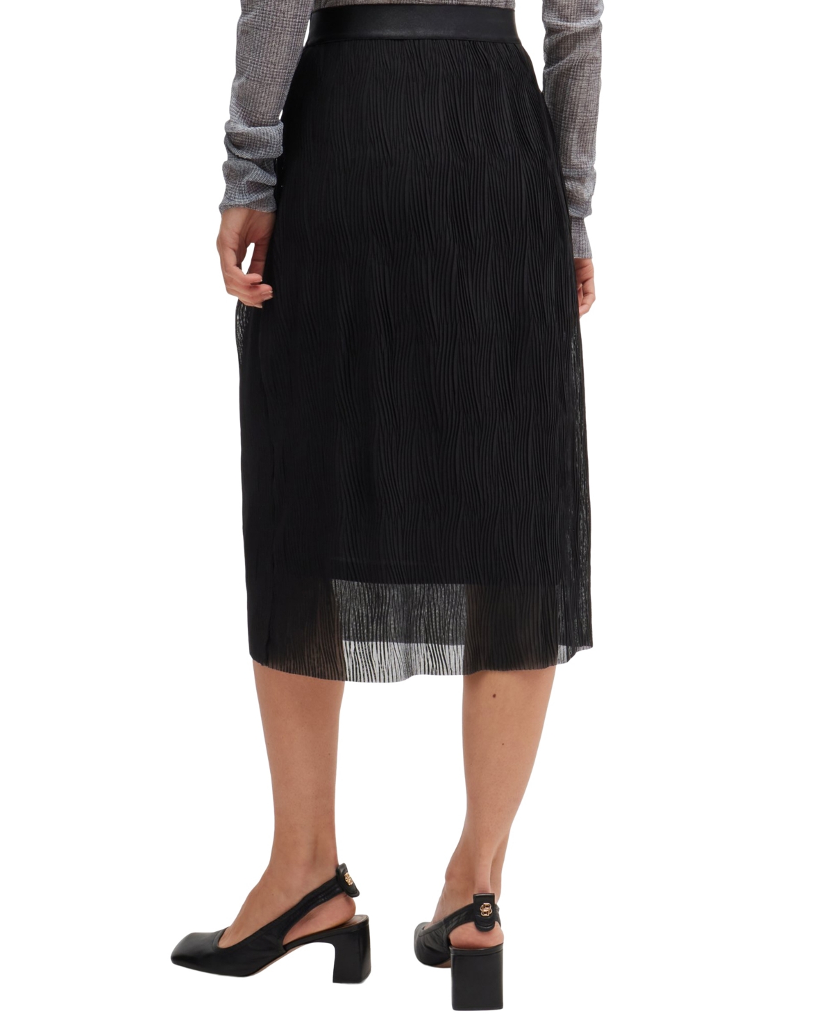 Boss by Hugo Boss Women's Plisse Pleats Stretch-Tulle Skirt