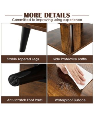 Compact Retro Mid-Century Coffee Table with Storage Open Shelf