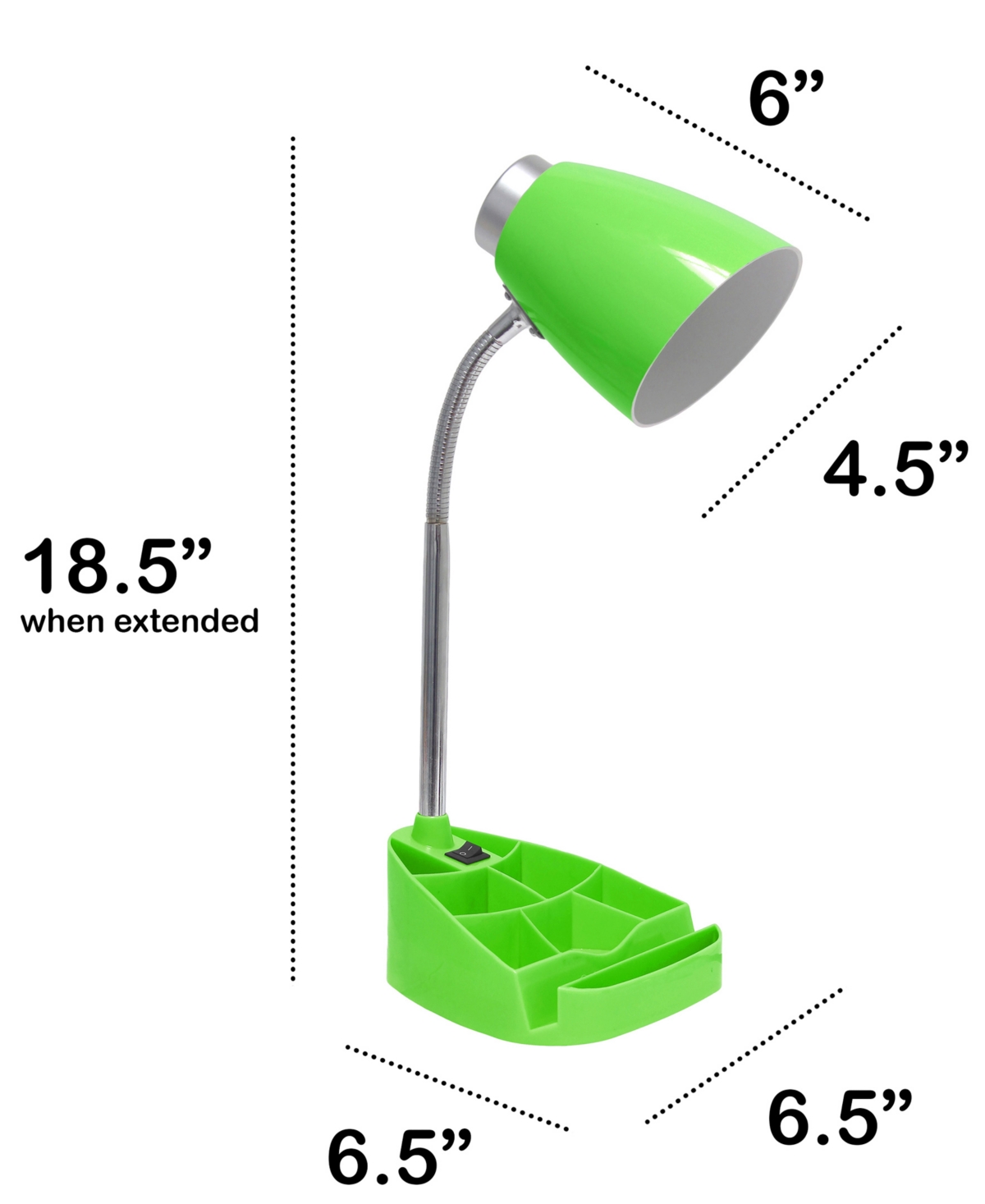 Creekwood Home 18.5" Flexible Gooseneck Organizer Desk Lamp In Green