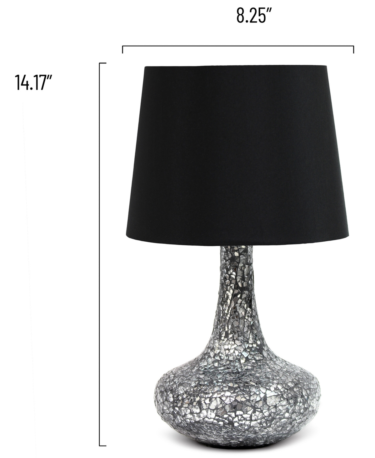 Creekwood Home 14.17" Patchwork Crystal Glass Table Lamp In Black