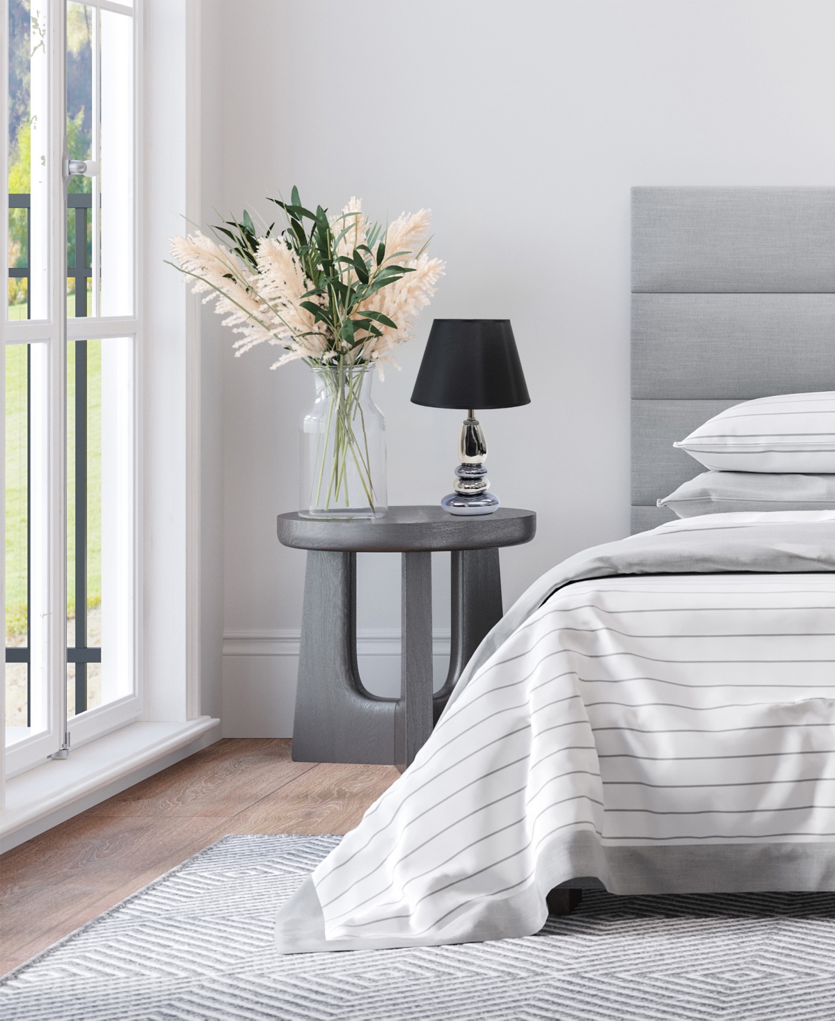 Lalia Home 21.5" Contemporary Ebb And Flow Stacked Stone Table Lamp In Chrome And Metallic Blue