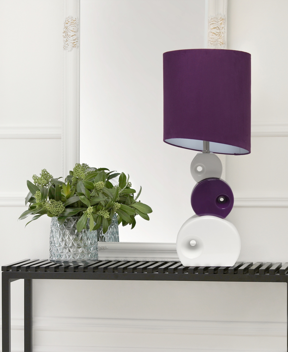 Lalia Home 28.5" Modern Stacked Circle Table Lamp In Purple