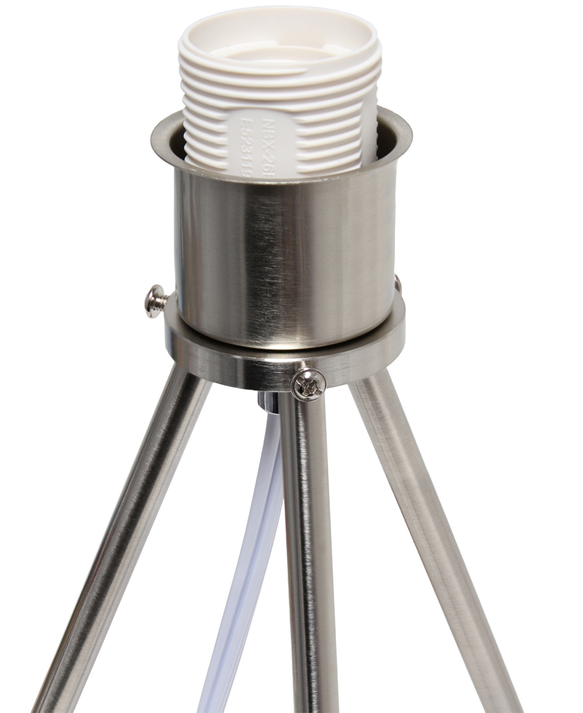 Creekwood Home 19.69" Contemporary Brushed Nickel Pedestal Table Lamp In Brushed Nickel,black