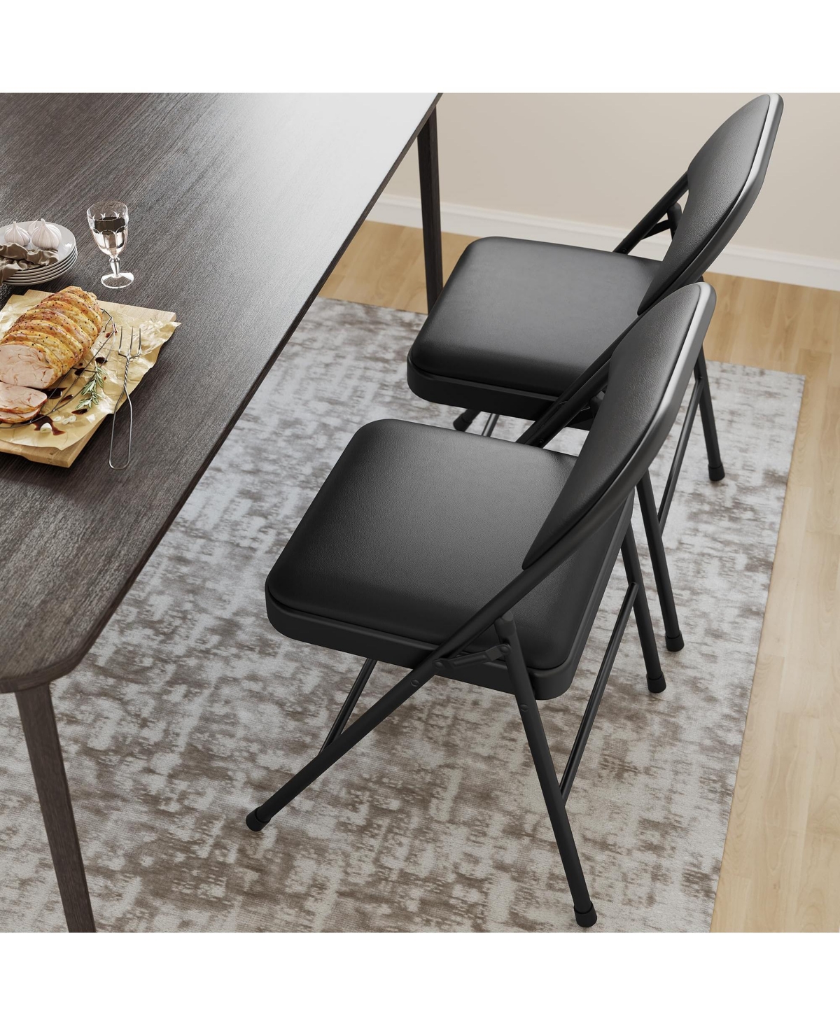 gaomon 2 Pack Grey Folding Chairs with Padded Cushion and Back, Folding Chairs for Outside, Foldable Chairs