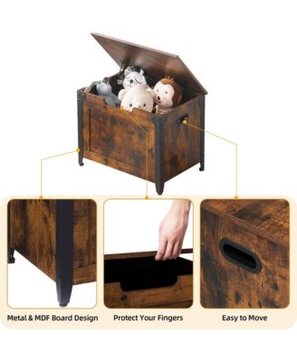 47" Engineered Wood Safety Hinges & Faux Leather Seat Storage Bench