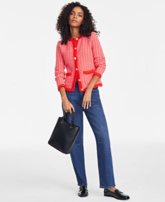 On 34th Women's Patterned Jacquard Cardigan, Exclusively at