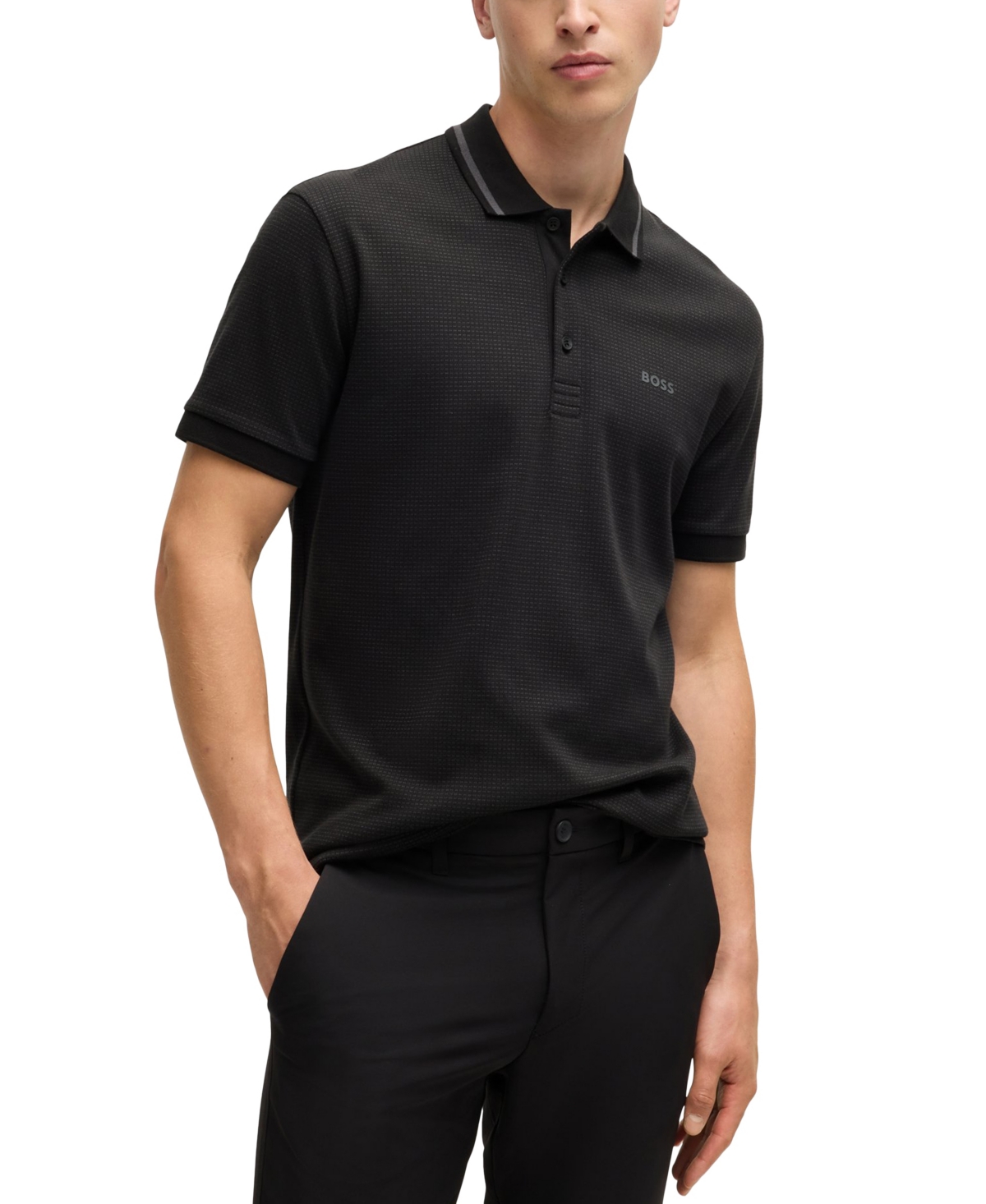 Hugo Boss Boss By  Men's Jacquard Regular-fit Paddy Polo In Black