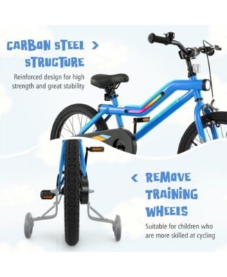 16/18 Inch Kids Bike LED Lighted Adjustable with Training Wheels for 4-8 Years Old Kids