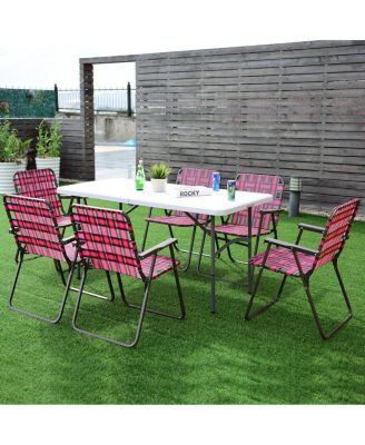 6 Pieces Folding Beach Chair Camping Lawn Webbing Chair