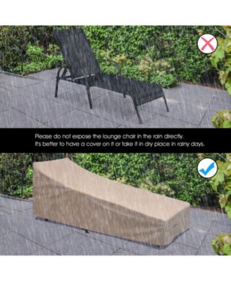 2 Pcs Outdoor Patio Lounge Chair Chaise Fabric with Adjustable Reclining Armrest