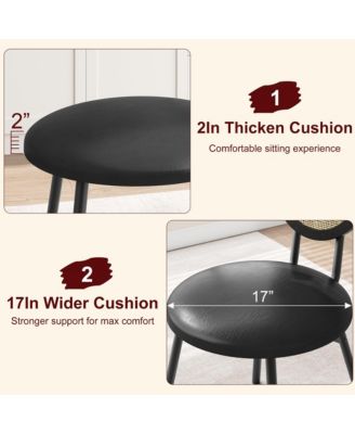 Dining Chairs Set of 2, Rattan Kitchen Chairs with Thicken Upholstered, Modern Dining Room Chairs Set of 2,Black