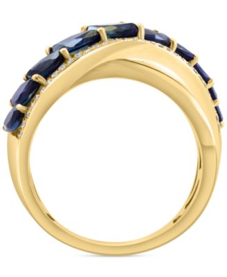 EFFY&reg; Blue Sapphire (1-3/4 ct. t.w.) & Diamond (1/5 ct. t.w.) Statement Ring in 14k Yellow Gold