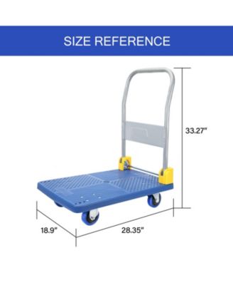 Foldable Push Hand Cart, Platform Truck with 440 lbs. Weight Capacity, Blue
