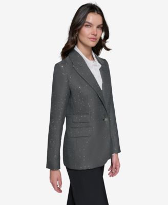 Women's Rhinestone Embellished Tweed Jacket