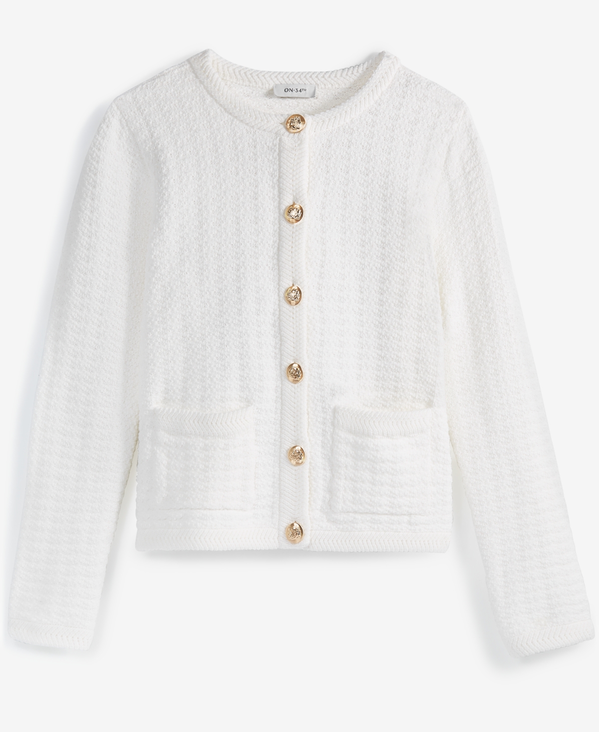 On 34th Women's Textured Relaxed-fit Cardigan, Exclusively At Macy's In Washed White