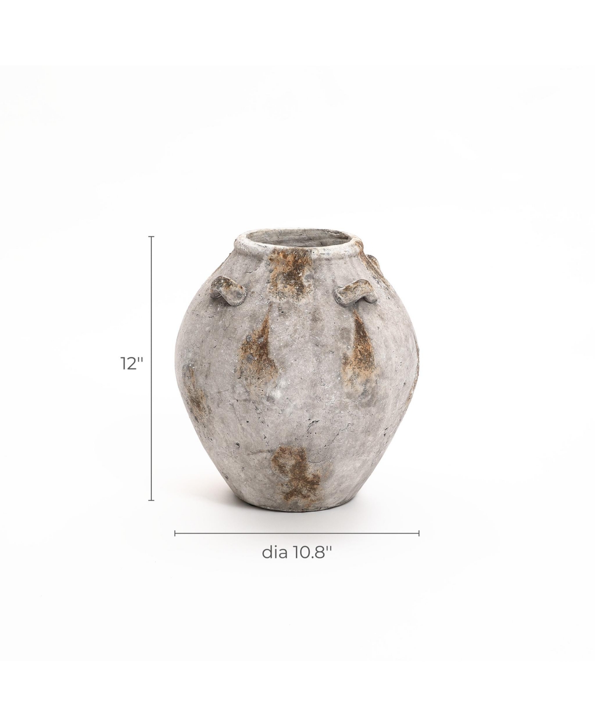 LuxenHome Mottledand White Terracotta 12-Inch Tall Indoor and Outdoor Jug Vase with Handles - Brown