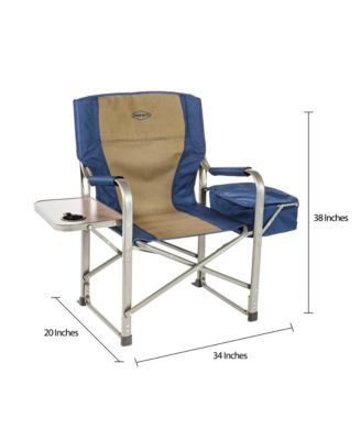 Portable Director's Chair w/Cooler, Cup Holder, & Side Table, Navy/Tan