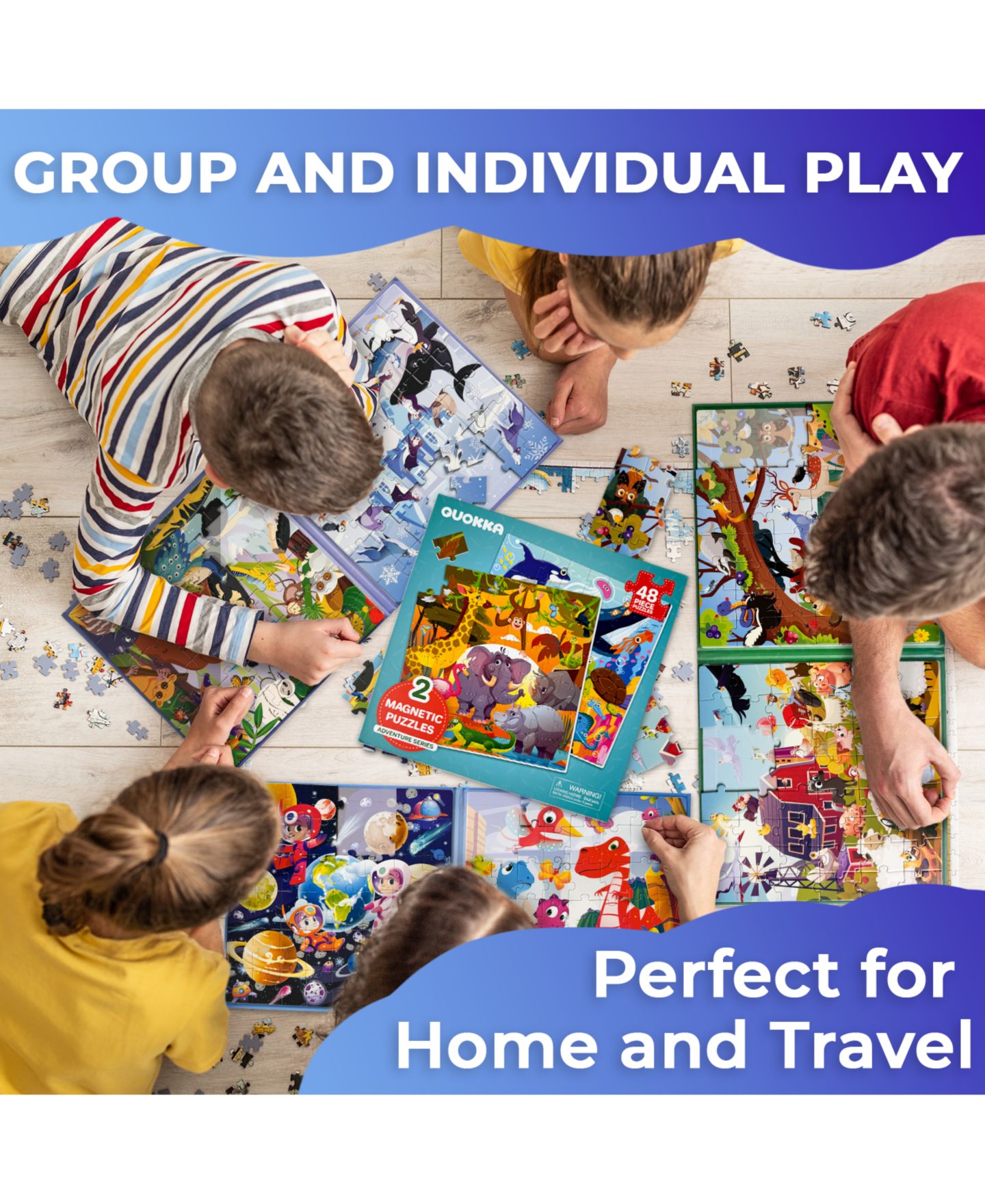 Детские игрушки Quokka Magnetic Travel Puzzles, 2-Puzzle Set, Ages 3+, цвет: Синий — фото 3