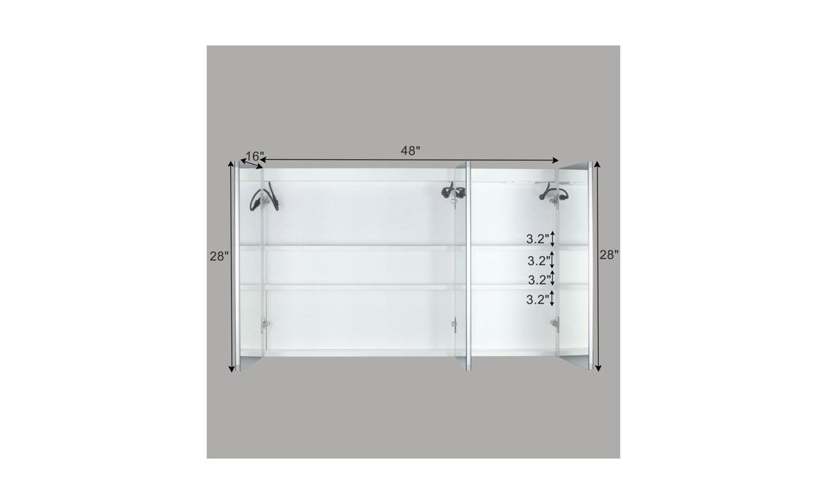 Slickblue Led Bathroom Wall Cabinet with Three Doors – Elegant Mirror Storage Cabinet - White