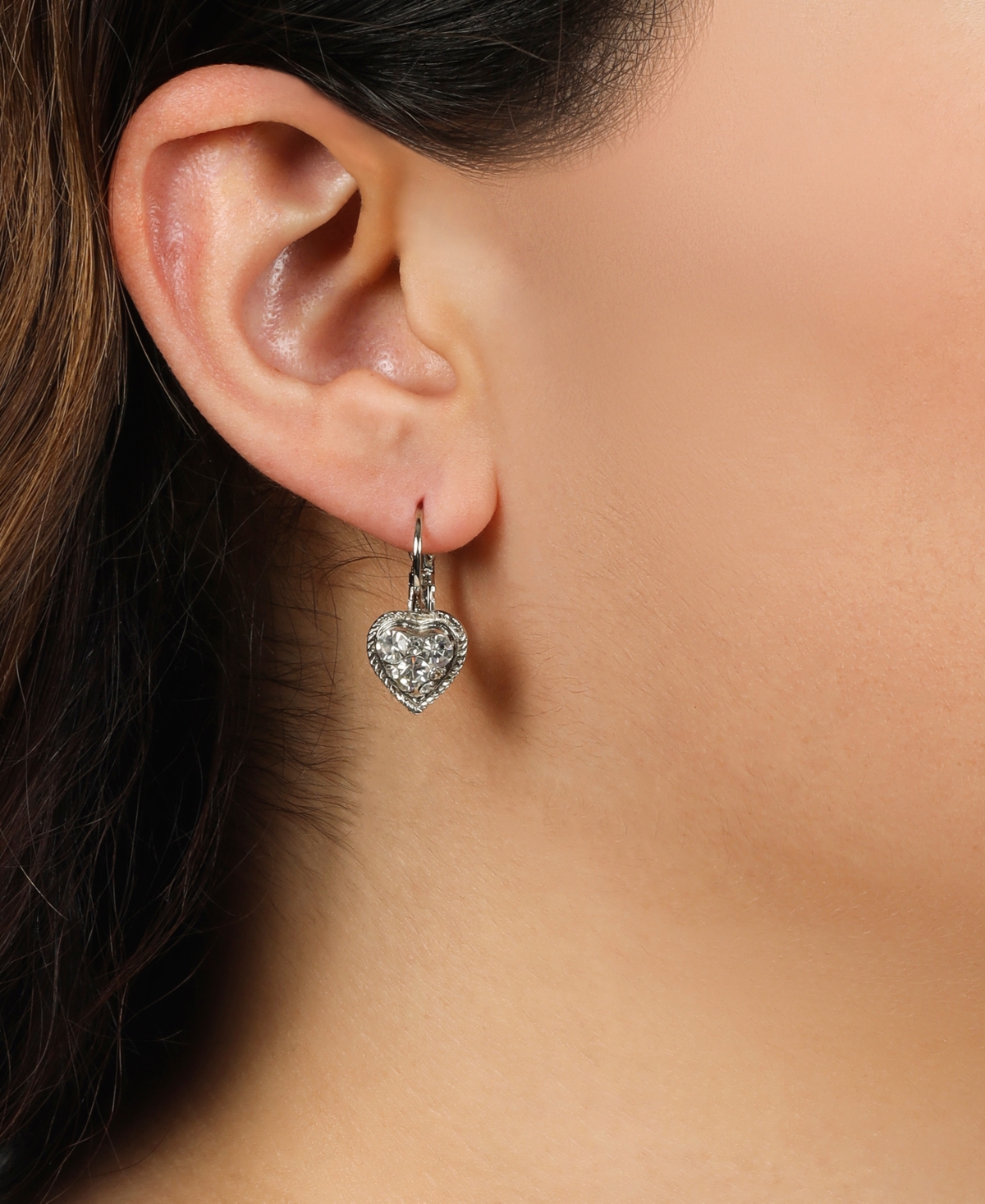 2028 Crystal Heart Drop Earrings