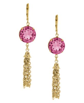 Round Crystal Tassel Drop Earrings