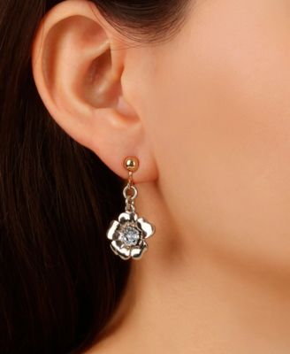 Crystal Flower Clip Earrings