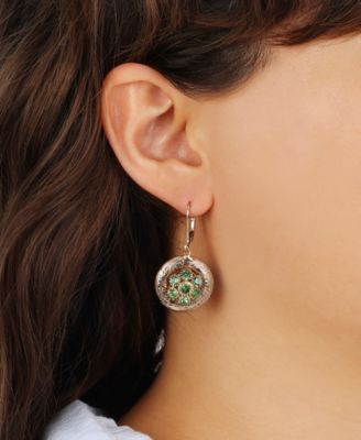 Gold-Tone Crystal Round Drop Earrings