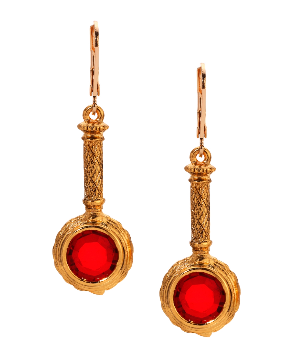 2028 Crystal Magnifier Shape Earrings In Red