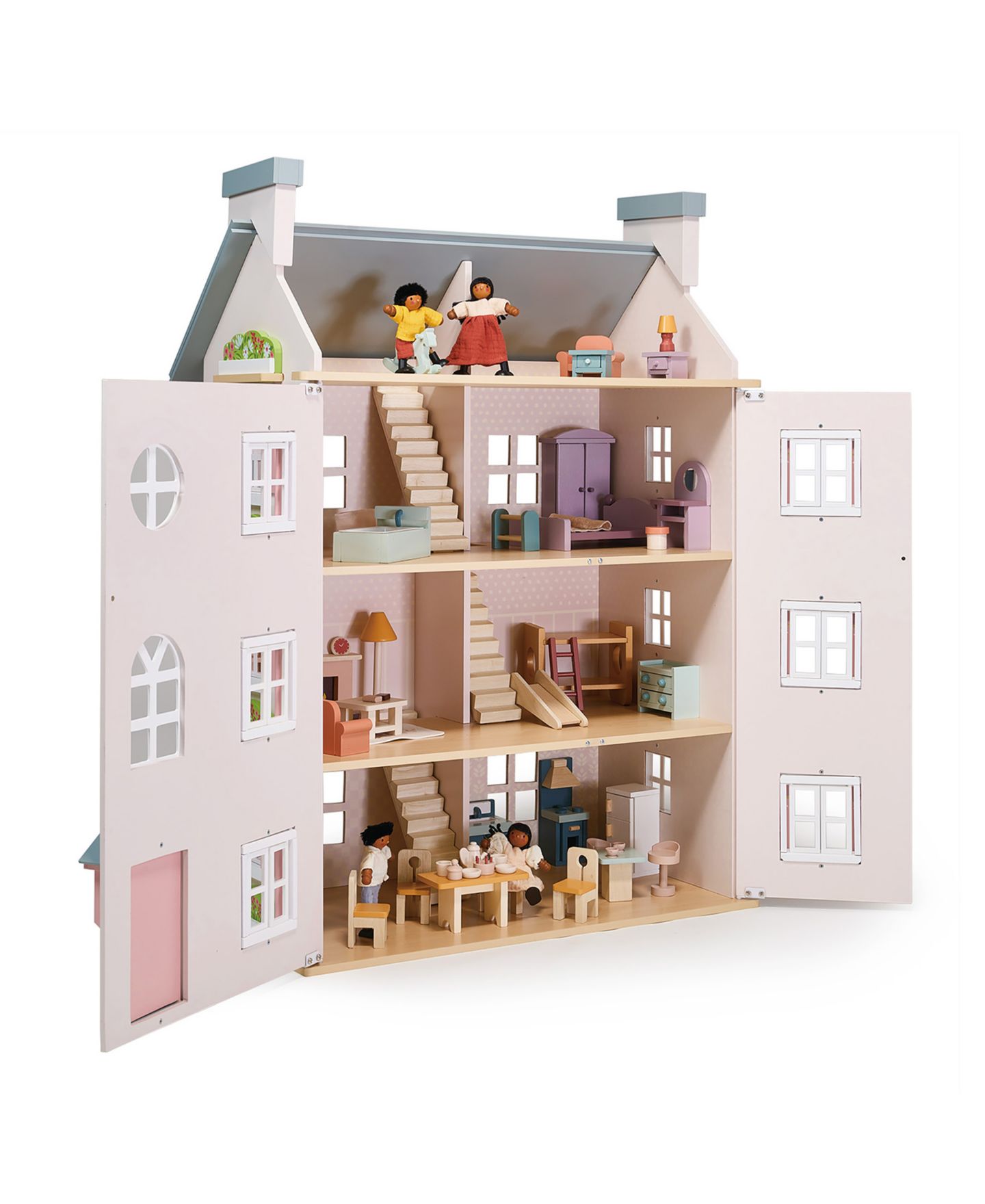 Четырёхэтажный деревянный кукольный дом Mentari Toys Heather Hall с рабочими окнами, 3+ — фото 5