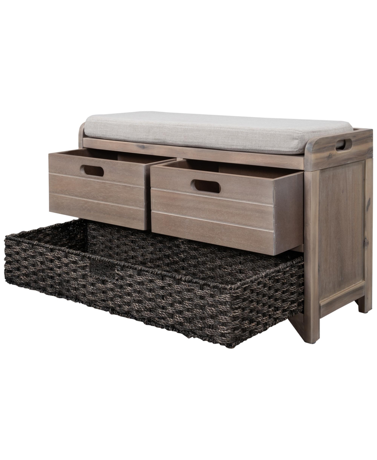 Slickblue Storage Bench with Removable Basket & 2 Drawers Versatile Organization Solution for Any Space