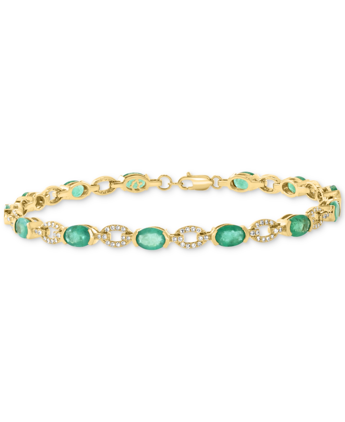Shop Effy Collection Effy Emerald (5-1/2 Ct. T.w.) & Diamond (1/2 Ct. T.w.) Line Bracelet In 14k Yellow Gold