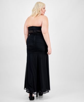 Trendy Plus Size Strapless Mesh Gown, Created for Macy's