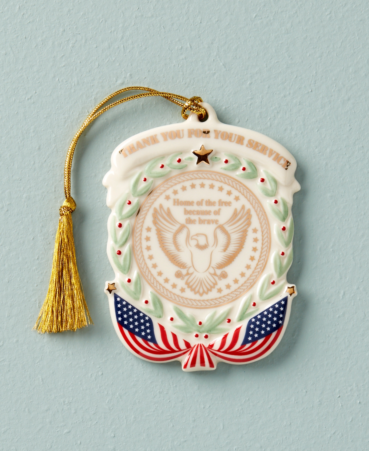 Lenox Thank You For Your Service Ornament - Ivory With Enamel Coloring And Gold Acce