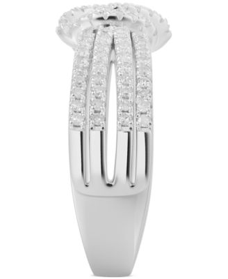 Diamond Multirow Love Knot Ring (1/2 ct. t.w.) in Sterling Silver