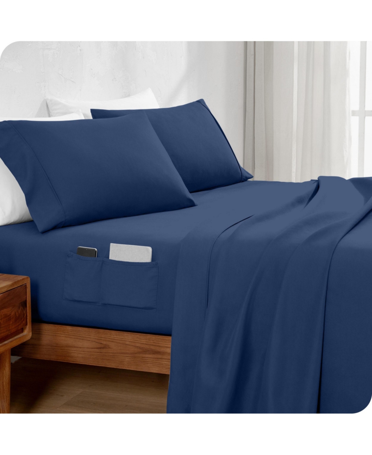Bare Home Double Brushed Dual Pocket Fitted Sheet