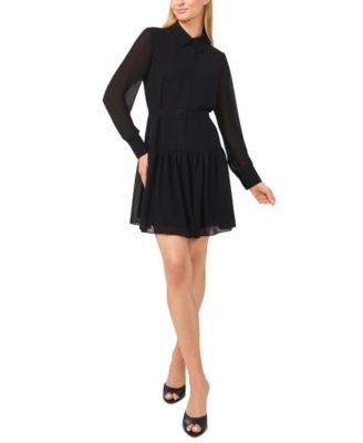 CeCe - Women's Drop-Waist Pleated Shirtdress
