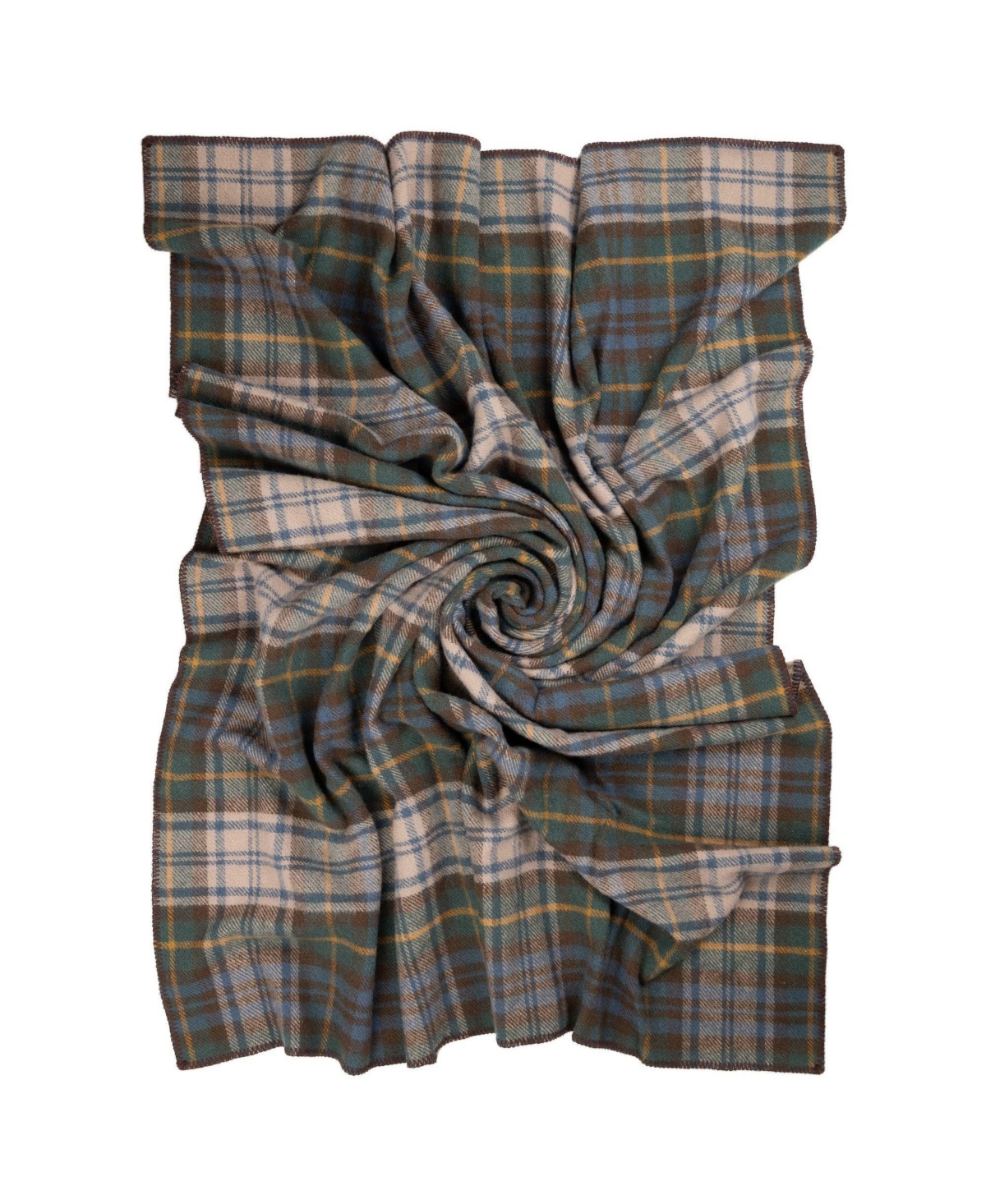 Prince Of Scots Highland Tweeds Big Throw, 59" X 80" In Green Tan