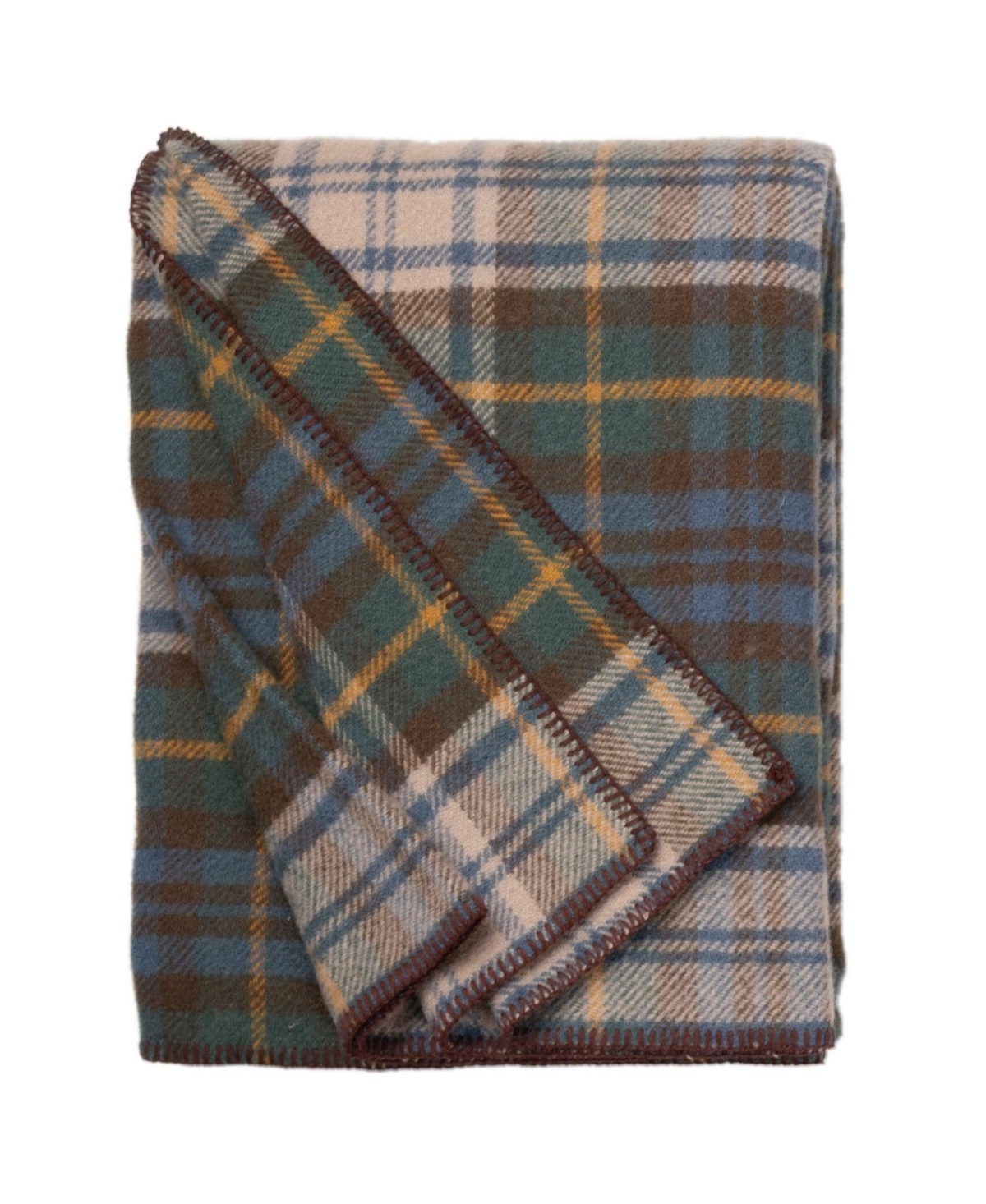 Prince Of Scots Highland Tweeds Big Throw, 59" X 80" In Green Tan
